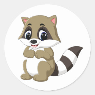 Sticker Rond Raton laveur animated mignon