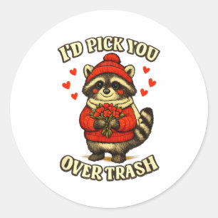 Sticker Rond Raton laveur drôle je t'embrasserais par dessus le