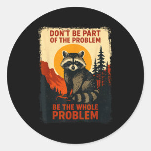 Sticker Rond Raton laveur drôle Nature Faune Extérieur Graphiqu