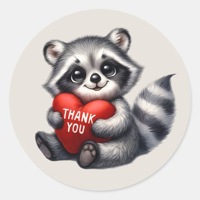 Sticker Rond Raton laveur Merci (Devant)