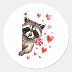Sticker Rond Raton laveur sauvage drôle pour la Saint-Valentin