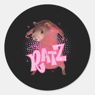 Sticker Rond Ratz Fun Souris Rose Rat Meme Hommes Femmes Hallow