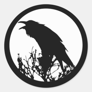 Sticker Rond Raven Moon