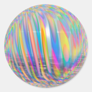 Sticker Rond Rayon de soleil sur l'océan caché par un arc-en-ci