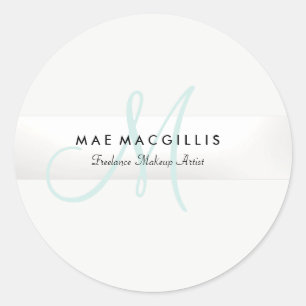 Sticker Rond Rayure argentée monogramme élégant