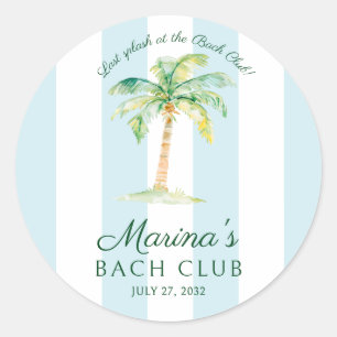 Sticker Rond Rayures bleues Palm Beach Bach Club Enterrement de