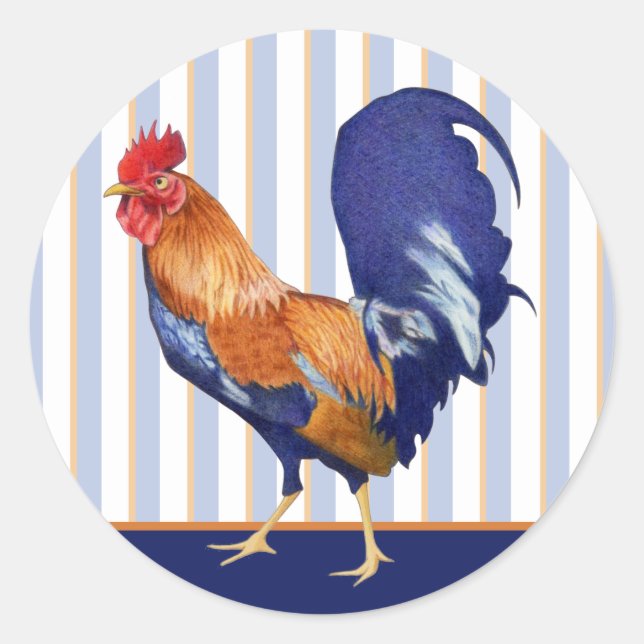 Sticker rond rayures de coq (Devant)