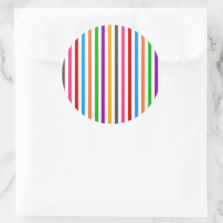 Sticker Rond Rayures de lignes arc-en-ciel colorées - Blanc