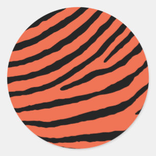 Sticker Rond RAYURES DE ZÈBRE : ORANGE et NOIR