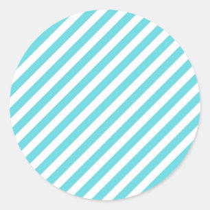 Sticker Rond Rayures diagonales classiques bleues et blanches