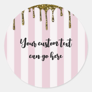 Sticker Rond Rayures roses or faux pailleté Sugar & Spice