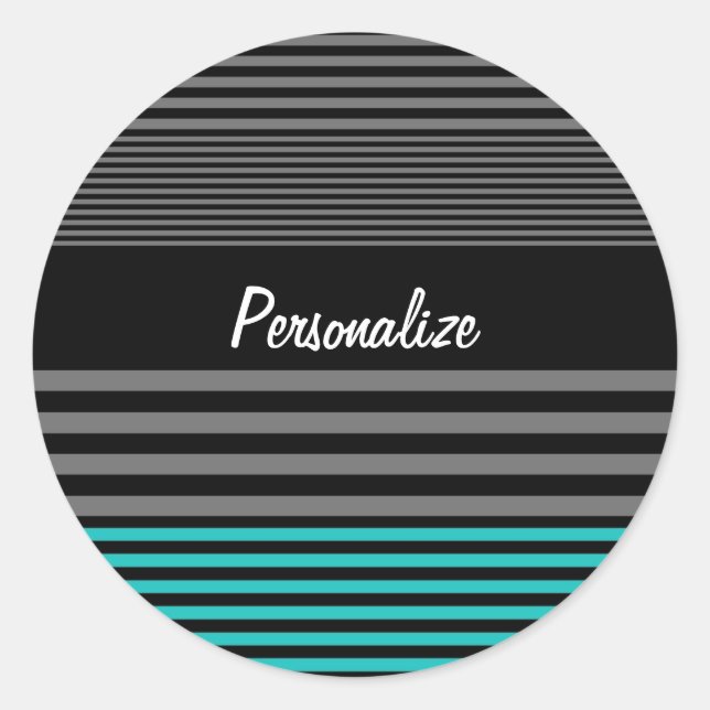 Sticker Rond Rayures turquoises de très bon goût et fraîches (Devant)