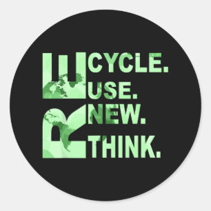 Sticker Rond Re Cycle Utiliser Nouveau Pensez Hommes Femmes Rec