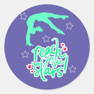 Sticker Rond Reach for the Stars Gymnastique Tumbling
