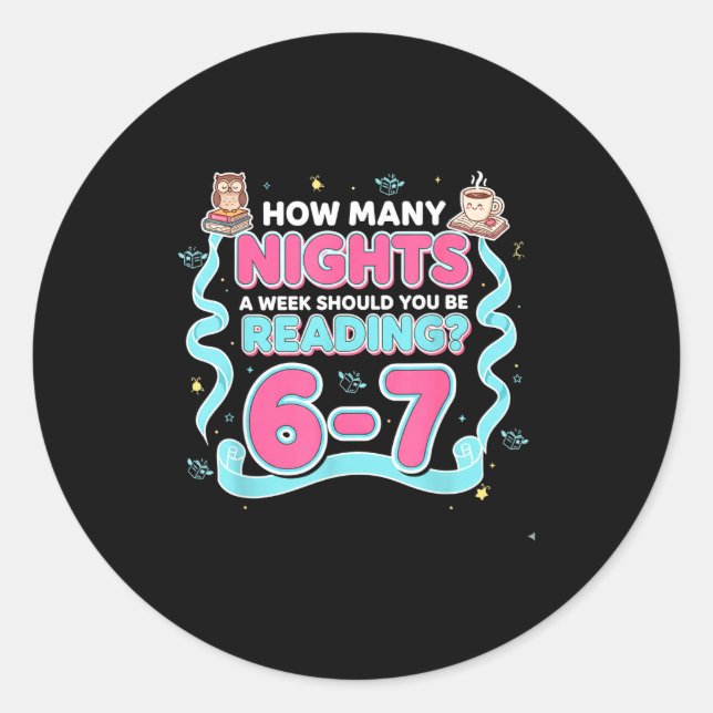 Sticker Rond Reading 67 Meme Englieacher Funny 67 Book Lover Hu (Devant)