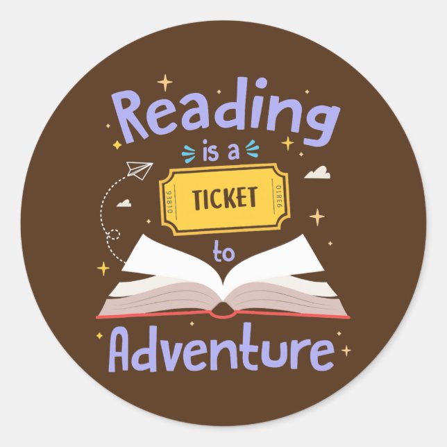 Sticker Rond Reading Ticket Adventure Library Teacher (Devant)