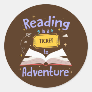 Sticker Rond Reading Ticket Adventure Library Teacher