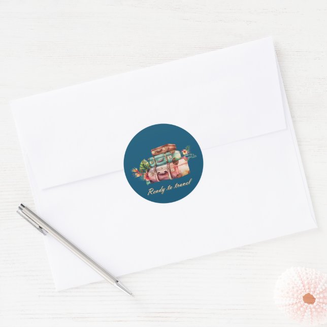 Sticker Rond Ready to Travel - voyager avec style (Enveloppe)