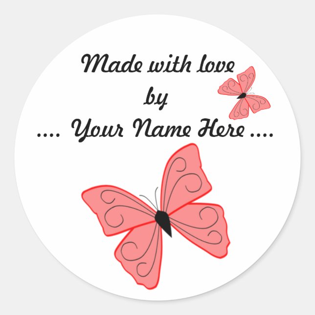 Sticker Rond Réalisé Avec Bouton D'Amour (Devant)