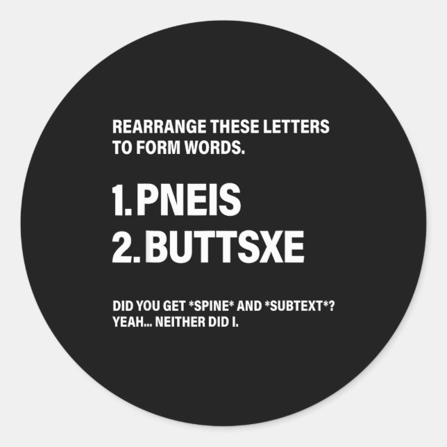 Sticker Rond Rearrange These Letters To Form Words  (Devant)