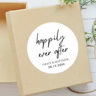 Sticker Rond Réception de mariage et soirée "Heureux pour toujo