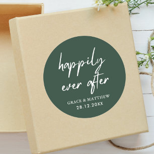 Sticker Rond Réception de mariage Happily Ever After Émeraude v