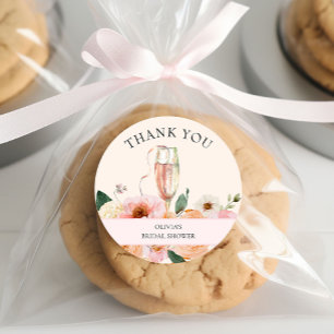 Sticker Rond Réception de mariage moderne rose floral champagne
