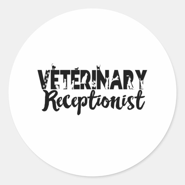Sticker Rond Réceptionniste vétérinaire (Devant)