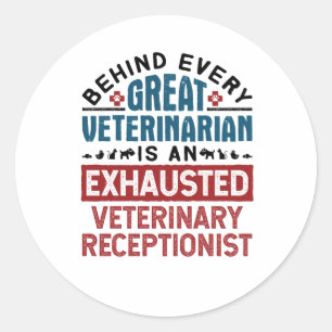Sticker Rond Réceptionniste vétérinaire épuisé