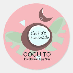 Sticker Rond Recette de boisson Coquito au lait de coco et aux