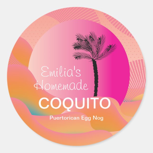 Sticker Rond Recette de Coquito rose fait maison (Devant)