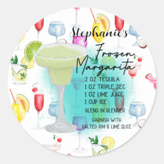 Sticker Rond Recette de Margarita congelée personnalisée