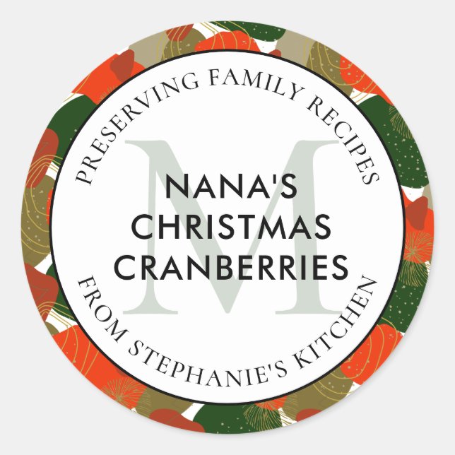 Sticker Rond Recettes famille cadeau de Noël (Devant)