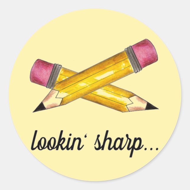 Sticker Rond Recherche dans l'écriture de l'école de crayon jau (Devant)
