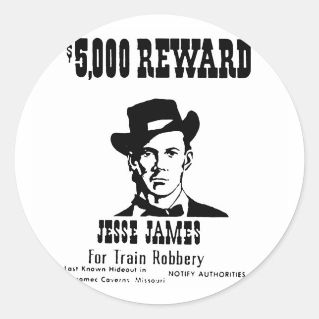 Sticker Rond Recherché Jesse James (Devant)