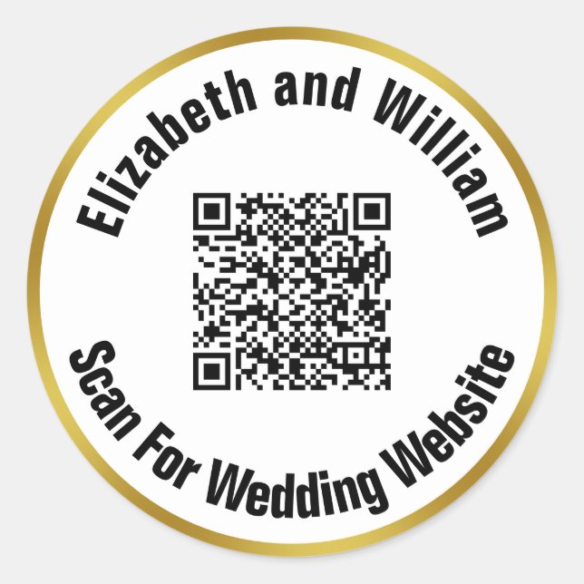 Sticker Rond Rechercher Notre Site Mariage Qr Code Bride Groom (Devant)