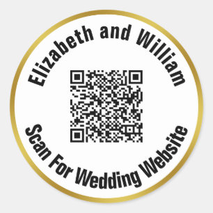 Sticker Rond Rechercher Notre Site Mariage Qr Code Bride Groom