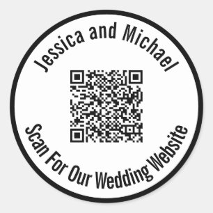 Sticker Rond Rechercher notre site Web Mariage noir et blanc