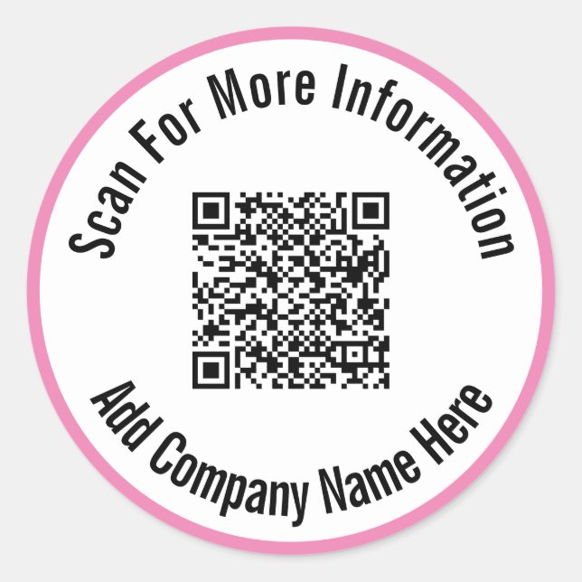 Sticker Rond Rechercher plus d'informations Code QR noir rose (Devant)