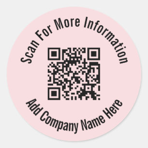 Sticker Rond Rechercher plus d'informations Code QR rose pâle n