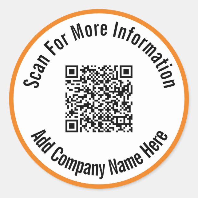 Sticker Rond Rechercher Plus D'Informations Orange White QR Cod (Devant)