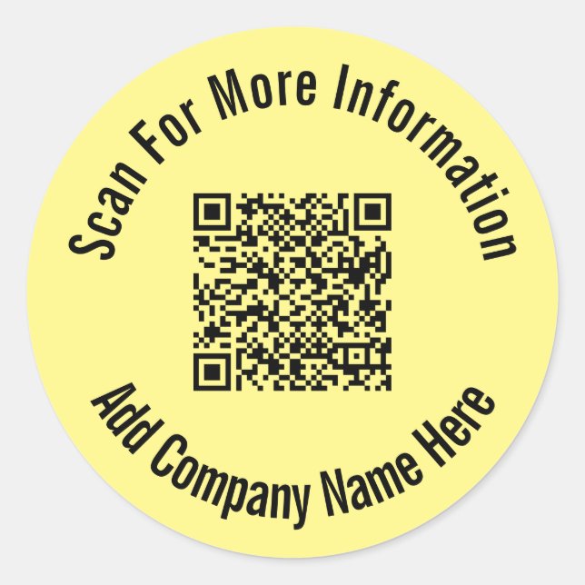 Sticker Rond Rechercher Plus D'Informations QR Code Clair Jaune (Devant)