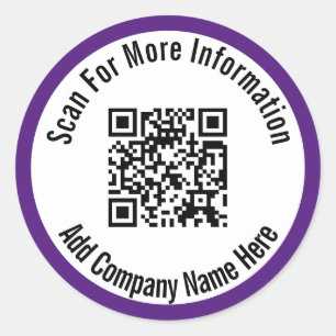 Sticker Rond Rechercher Plus D'Informations QR Code Royal Purpl