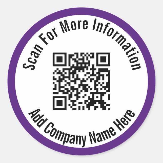 Sticker Rond Rechercher Plus D'Informations QR Code Royal Purpl (Devant)