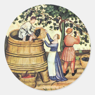 STICKER ROND RÉCOLTE ANTIQUE DE VIGNES
