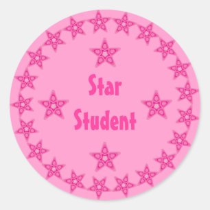 Sticker Rond Récompense assez rose d'étudiant d'étoile