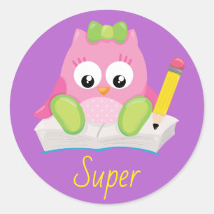 Sticker Rond Récompense du super enseignant de Joty Owl