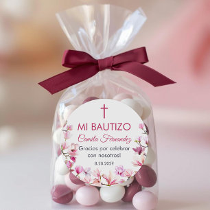 Sticker Rond Recuerdos de Bautizo Baptême Christening Faveurs