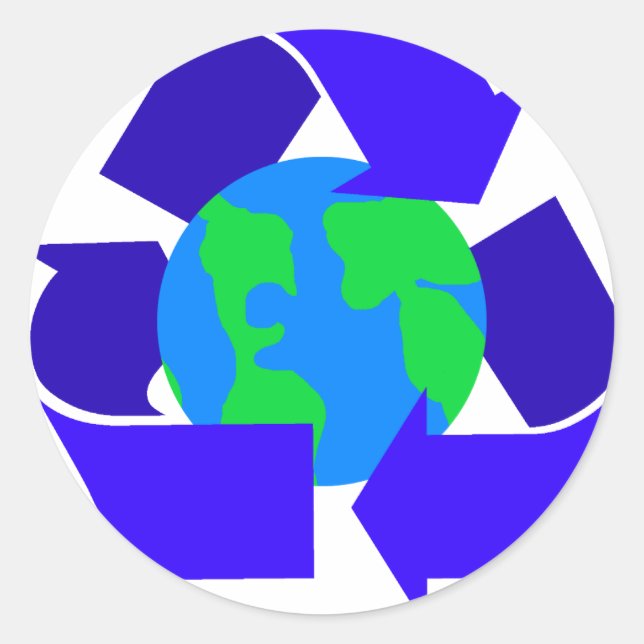 Sticker Rond recyclage bleu (Devant)