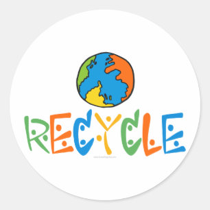 Sticker Rond Recyclage coloré